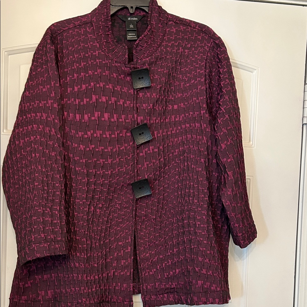 Ali Miles Deep Purple/Plum Jacket with Square Black Buttons